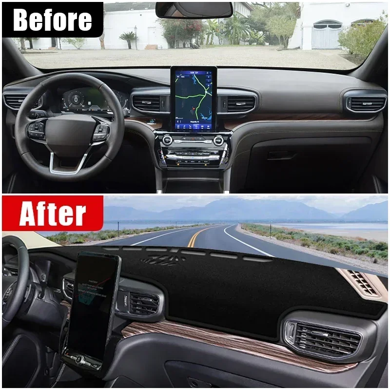 Car For Ford Explorer MK6 2020 2021 2022 Dashboard Mats Sun Shade Pads Avoid Light Cover Anti-UV Carpets Interior Accessories view 2