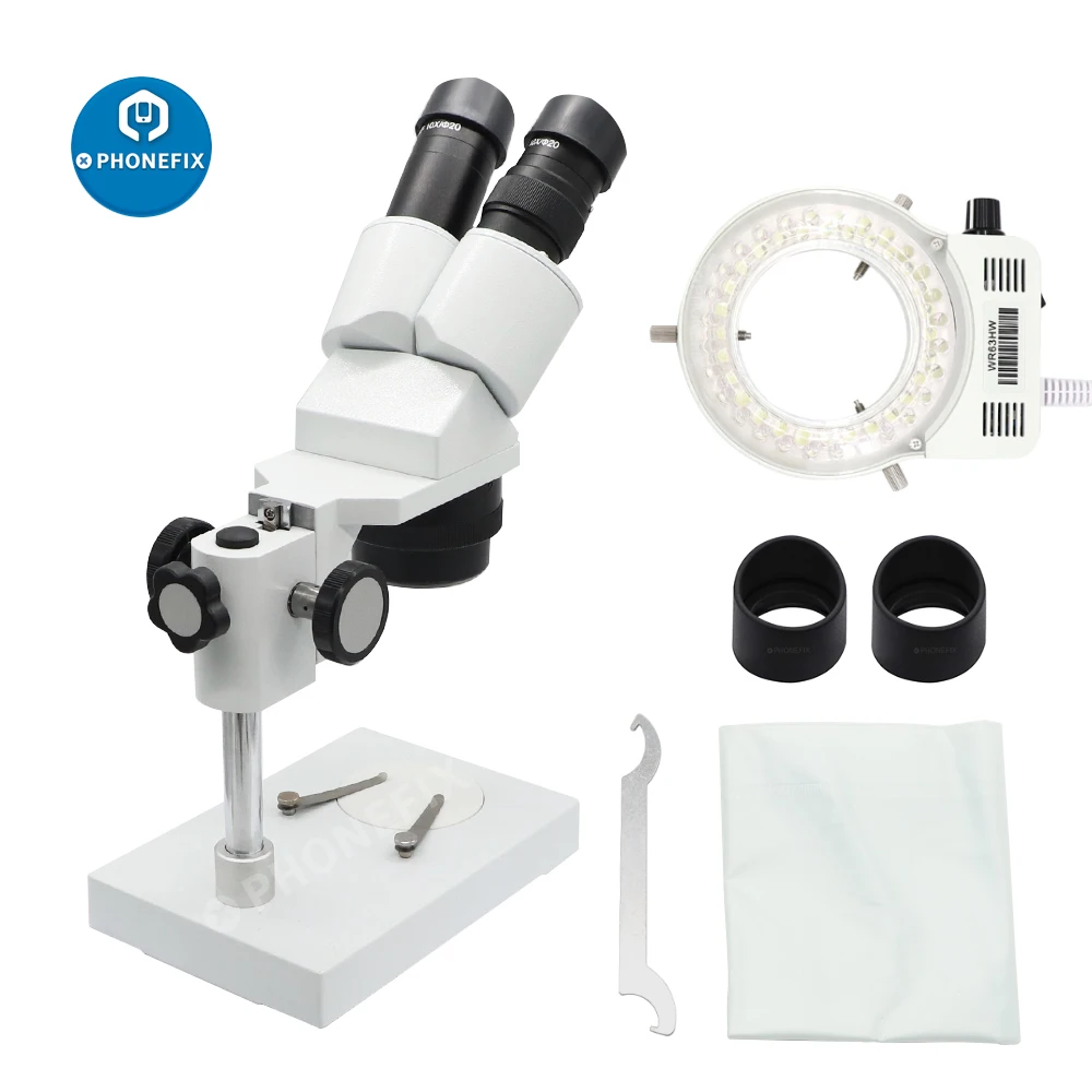 Compound Stereo Microscope 20X 40X Magnification Binocular Microscopio for Lab Soldering Electronics Industry Mobile Repair