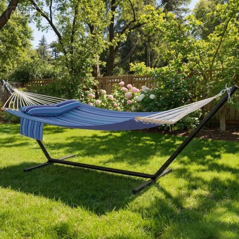 Modern Portable Hammock For Outside, Camping Hammock With Stable Anti-Tipping Structure, Hand-Woven Durable Ropes, Rope Hammock