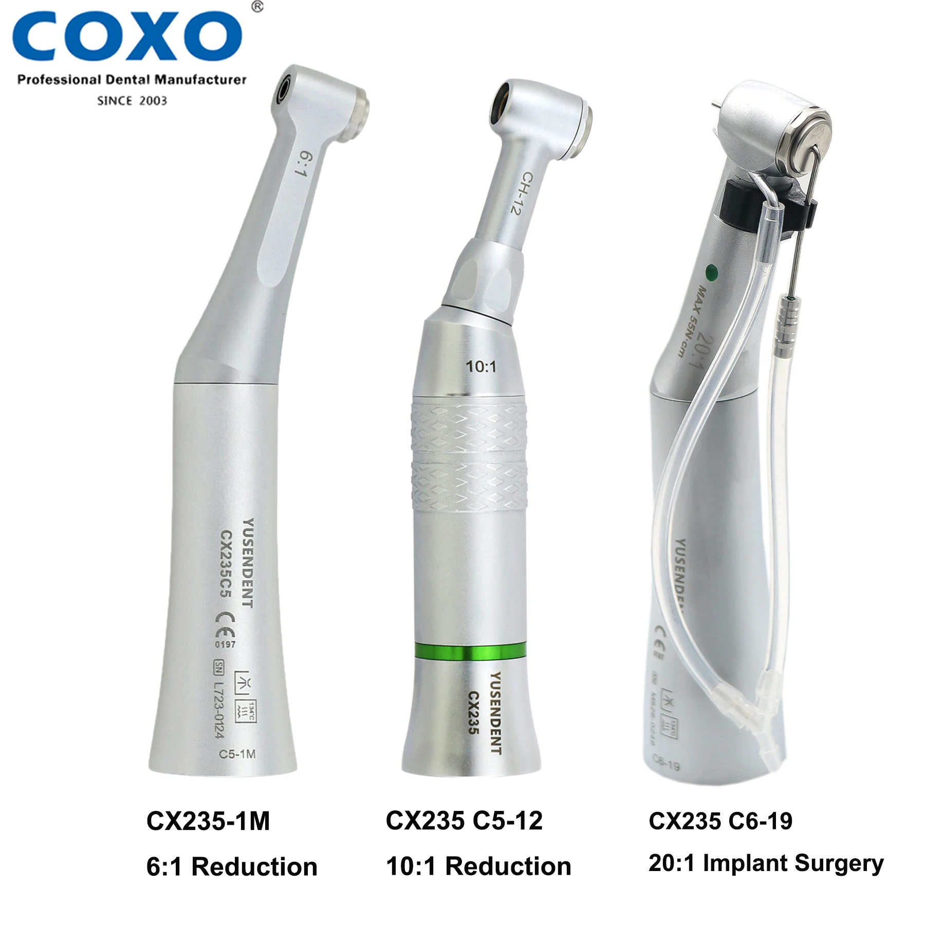 COXO Dental LED Fiber Optic Low Speed Handpiece Reduction /Increase Ratio Endodontic Contra Angle Handpiece E Type Fit KAVO NSK