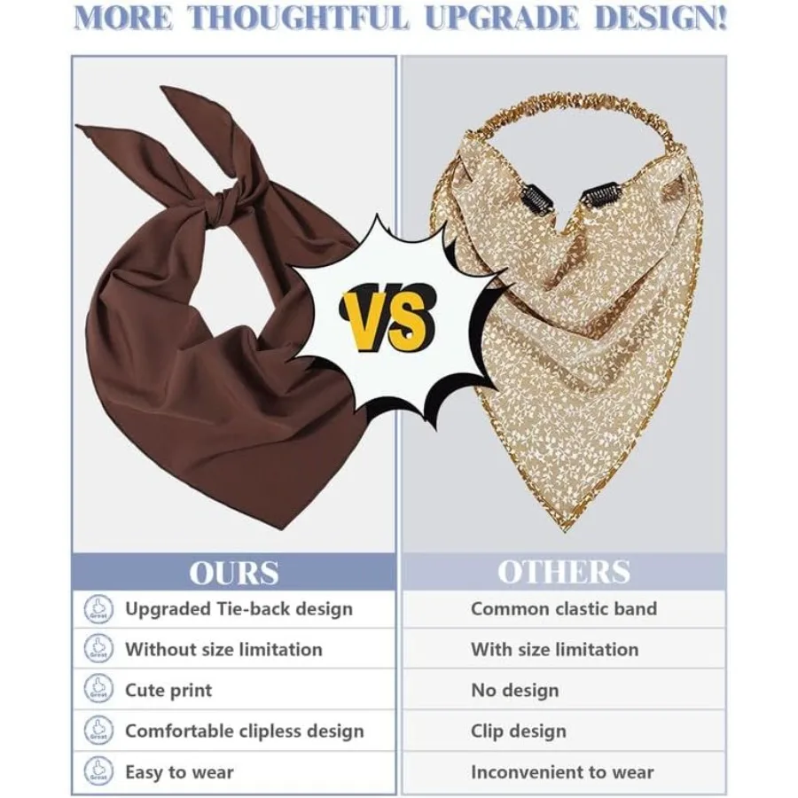 Pañuelos para el pelo para mujer y niña, pañuelo para la cabeza con lazo, estilo bohemio, diadema, Bandana, pañuelo triangular para la cabeza, elegante y Versa, 3 uds.