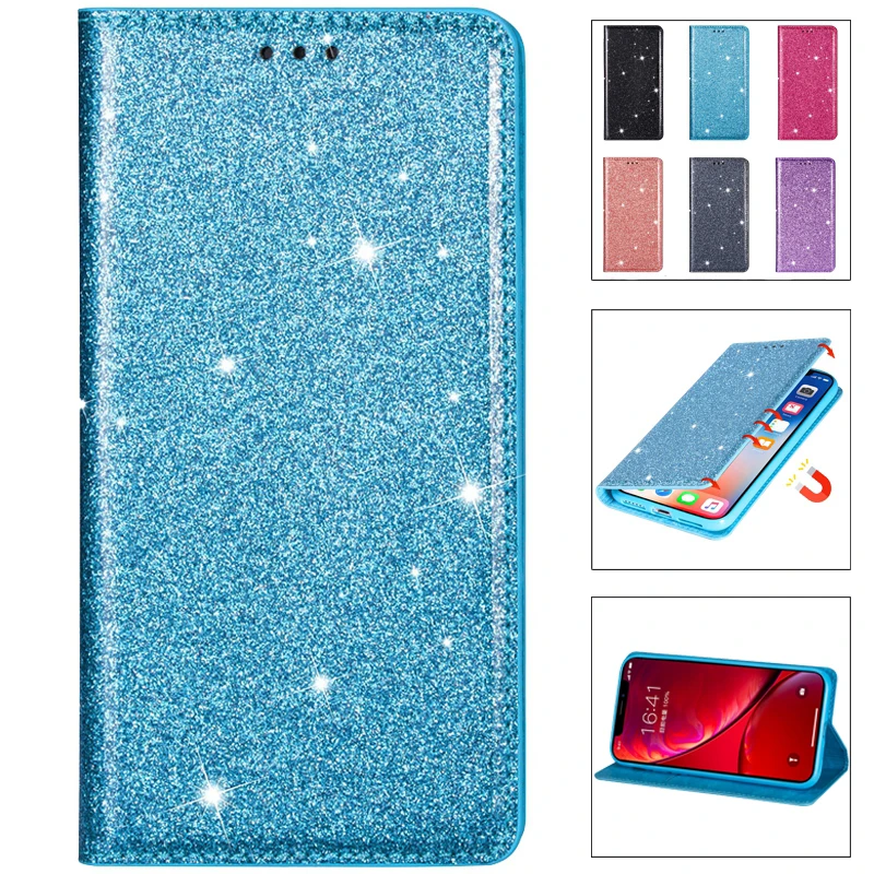 

Wallet Glitter Magnetic Suction Leather Case For iPhone 15 15 Plus 14 Pro 13 Pro Max 12 Mini 11 Pro XS XR SE 2022 8 7 6 Plus 5