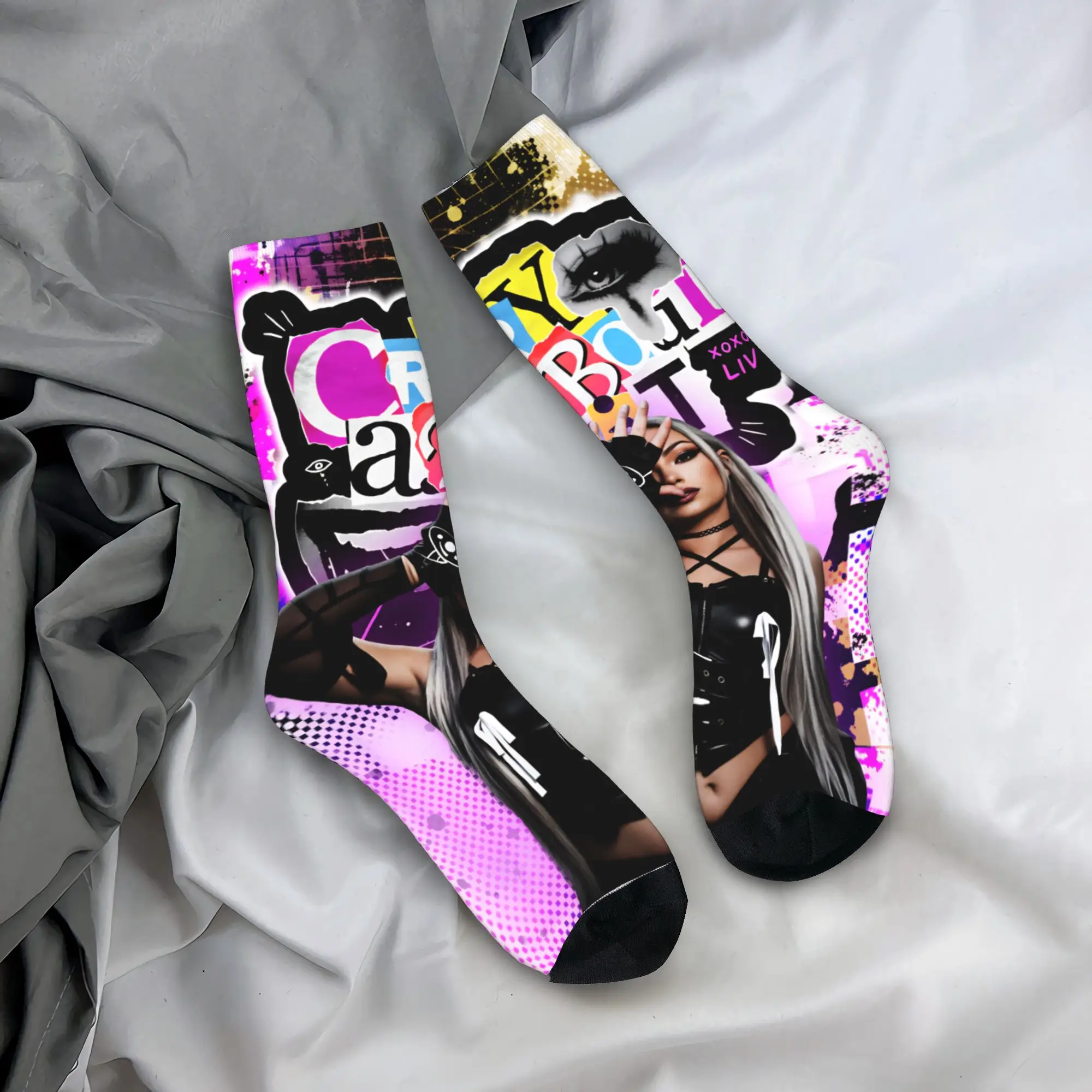 

Носки Liv Morgan 2025: Современные повседневные носки с графическим принтом, весенние противоскользящие носки для взрослых мужчин, качественные велосипедные носки