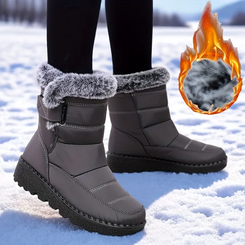 Winter Warm Men Snow Boots Thick Fleece Lining Waterproof Outdoor Ankle Boots Anti Slip Sole Cold Walking Shoes Cozy Footwear