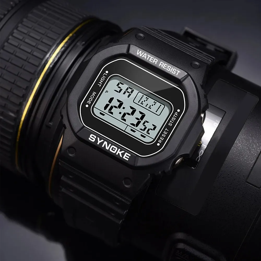 SYNOKE Outdoor wojskowy zegarek elektroniczny dla mężczyzn moda Retro męski zegarek sportowy wodoodporny zegarek męski wielofunkcyjny świecący