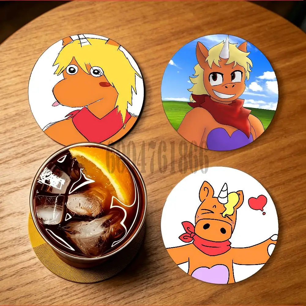B-Buddy The Unicorn Wooden Cup Mat Cappuccino Vodka Juice Water Coaster for Flower Shop