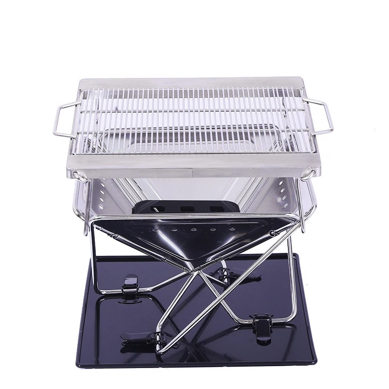 

Outdoor Stainless Steel Folding Barbecue Grill Portable Charcoal Stove Camping Rack Fire Pit Wholesale