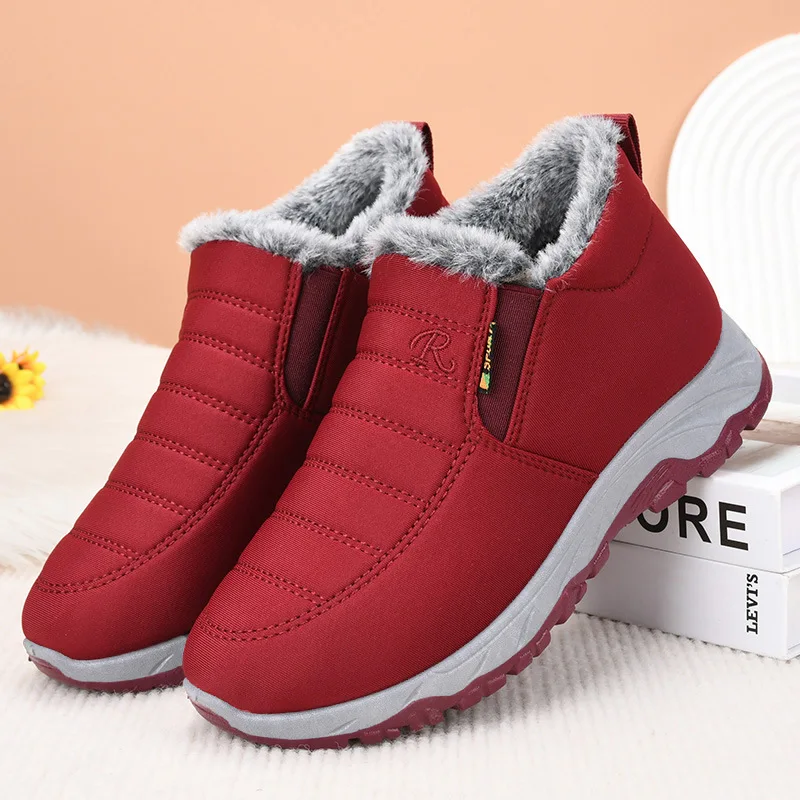 Women Fleece Lined Snow Boots Winter Warm Waterproof Slip On Ankle Boots Thermal Outdoor Short Boots image 3