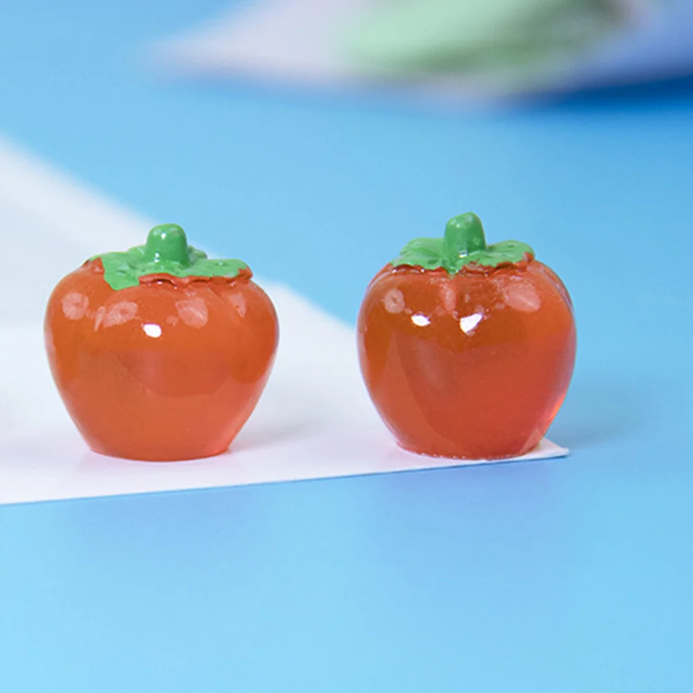 

20Pcs in The Dark Artificial Persimmon Decorative Fruit Ornaments Small Resin Craft Food Teaching Props