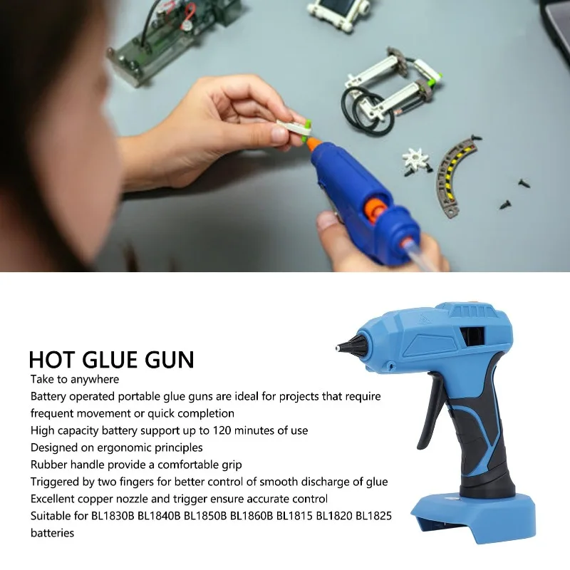 40 W/100 W Cordless Glue Gun Kit Complete with 7/11 Mm Glue Sticks Compatible for Makita/Milwaukee 20 V Lithium-ion Batteries view 5