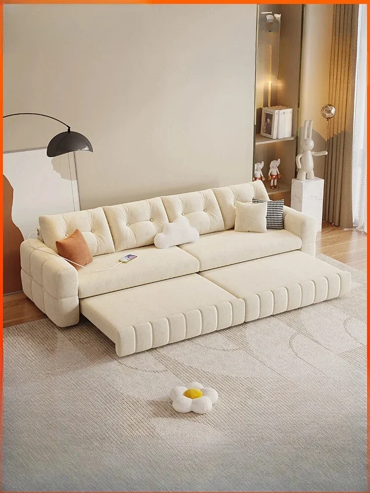 AAFolding Sofa Bed Dual-purpose Multi-functional Wear-resistant Cat Claw Flannel Double Triple Combination Straight Row Sofa
