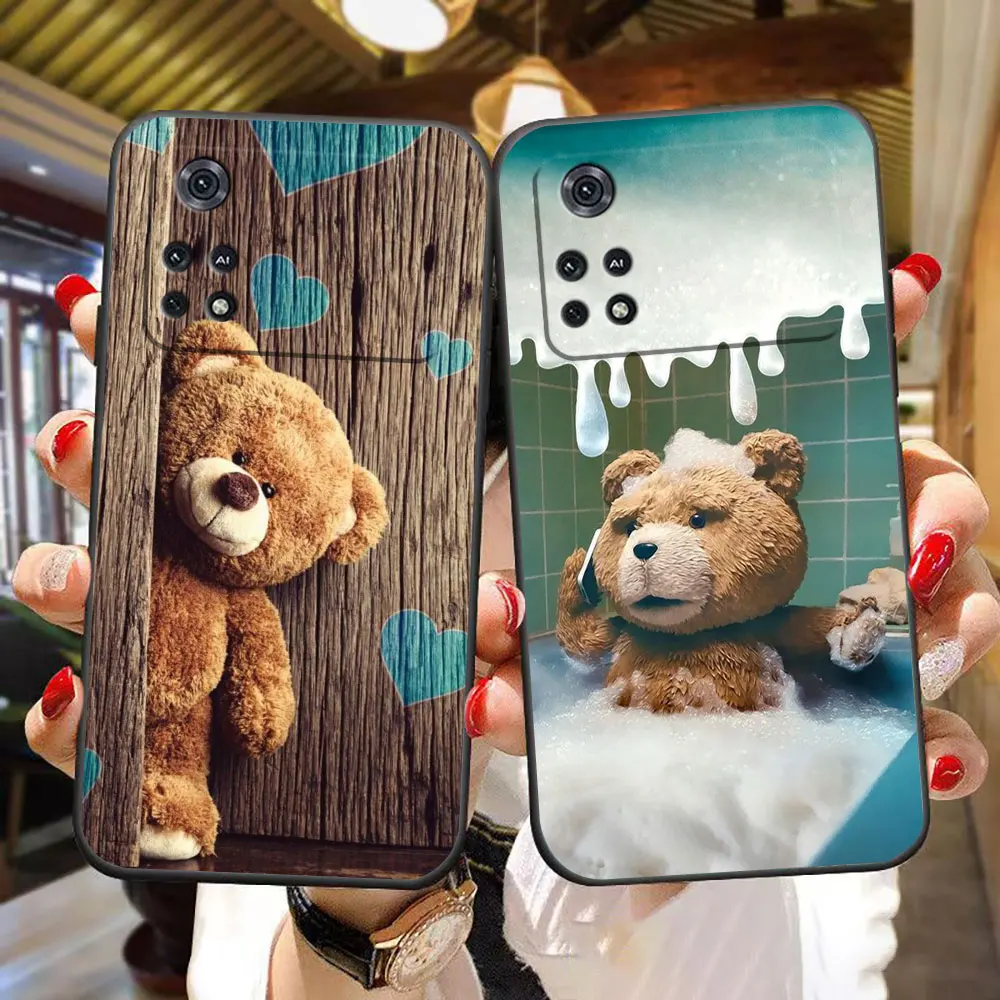 Naughty Cute T-Teddy Bear Phone Case For Xiaomi 10T 11 11T 12T 13 13T 14 Poco X5 X4 X3 M6 M5 M4 M3 F6 F5 F4 F3 GT NFC Case Funda