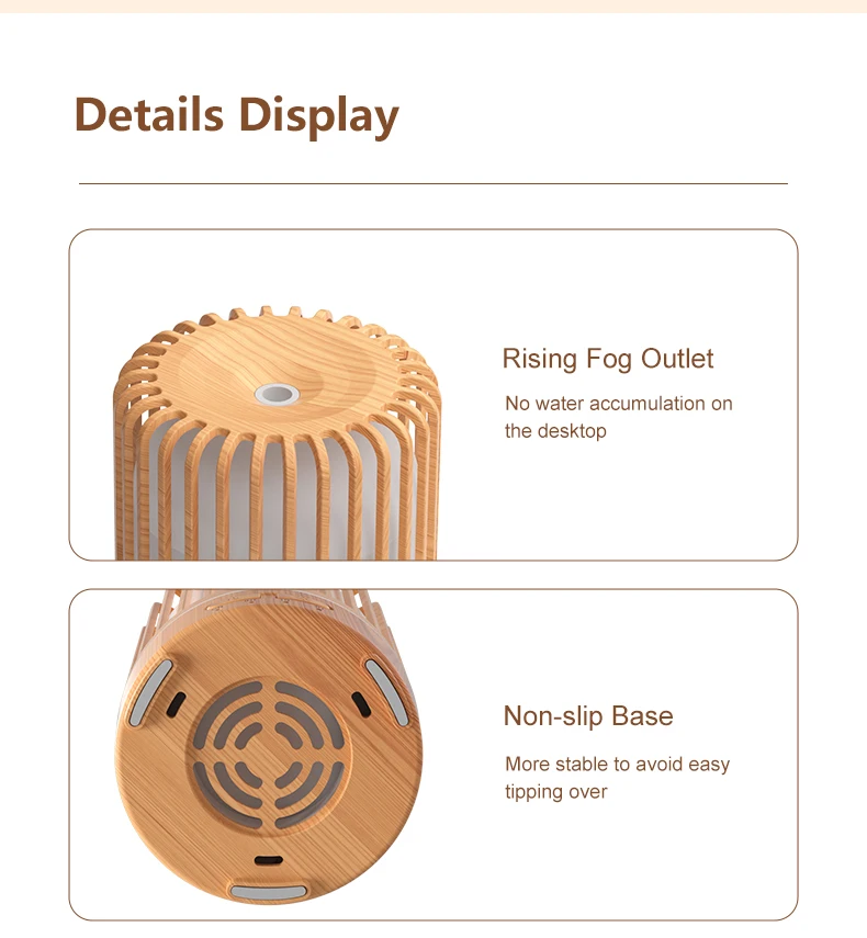 150ML Vogelkäfig-Luftbefeuchter Öl-Aromatherapie-Diffusor Ultraschall-USB-Luftbefeuchter Ätherisches Öl Diffusor mit bunten Lichtern – Detail 5