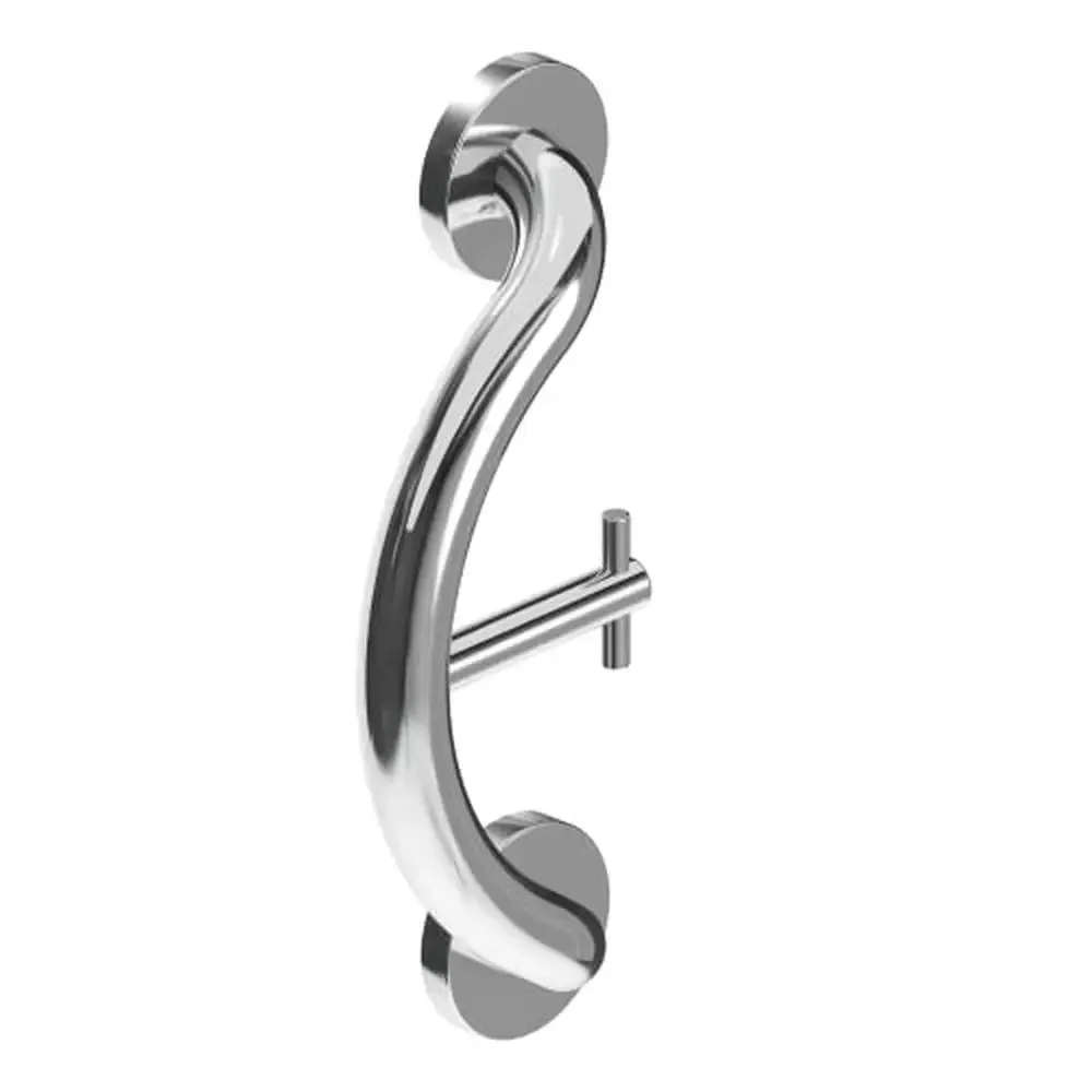 Stainless Steel Curved Bathroom Towel & Robe Hook Grab Bar Combo ADA Compliant Reddot Design Award Winner