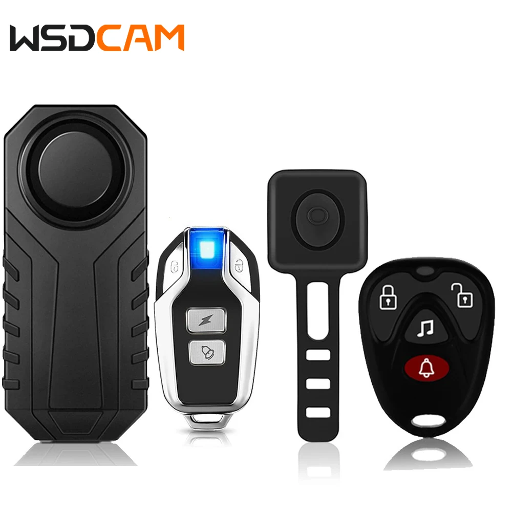 Wsdcam Bicycle Alarm with Remote Anti Theft Vibration Alarm 113db Waterproof Bike Motorcycle Security Alarm Door Window Alarm