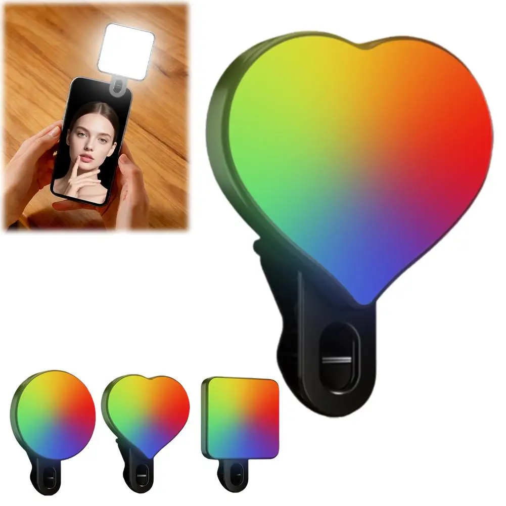 جيب RGB ملء الضوء المحمولة LED ضوء فيديو صغير ملء الضوء للكاميرا الهاتف الذكي لأجهزة الكمبيوتر المحمول GoPro Selfie مصباح RGB قابل للتعديل
