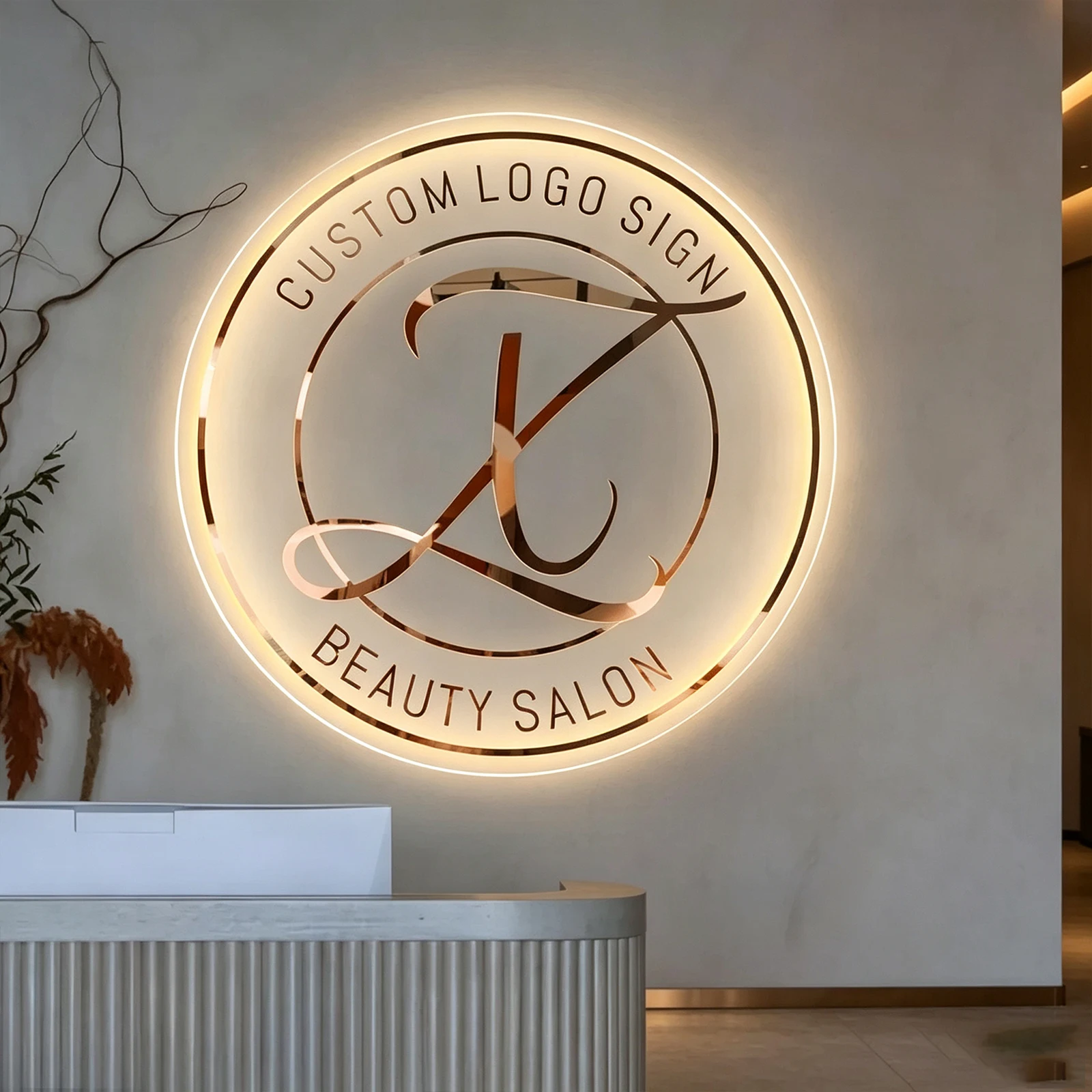 Custom Personalized Circle Acrylic Business Logo Sign  Hair Salon Cafe Bar Welcome Sign Round Front Door Sign Name Sign Decor