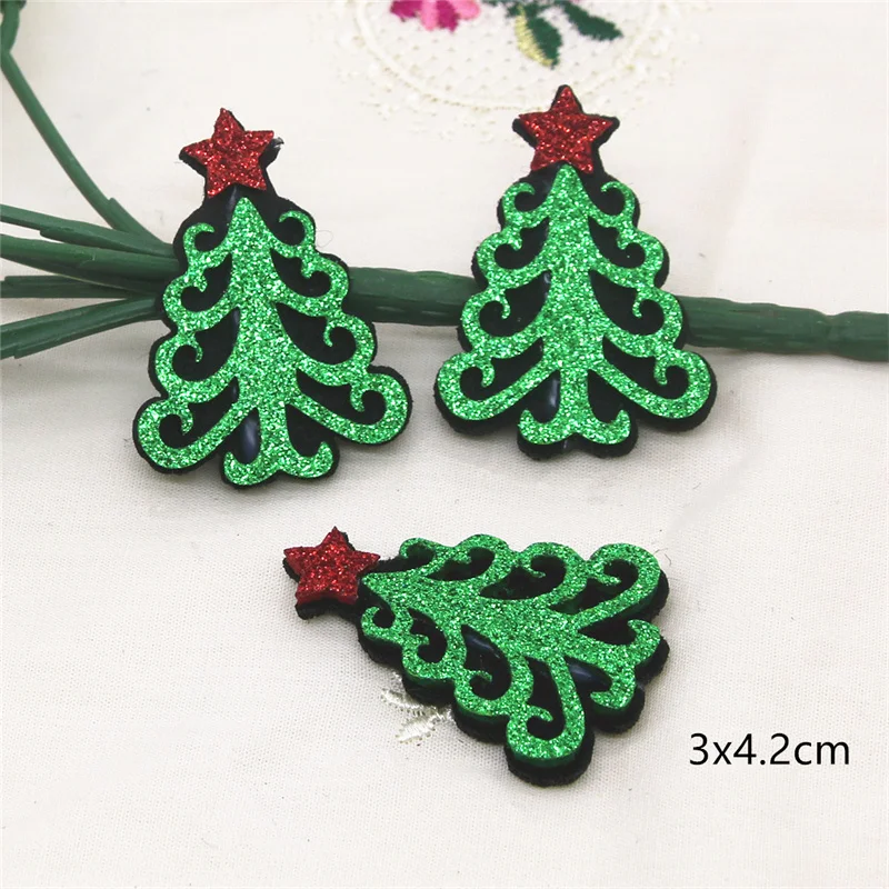 5-10pcs Non-woven PU Shiny Cloth Sequins patches Christmas Owl/Snowman/Reindeer/Tree Appliques For Clothes Supplies Diy Craft