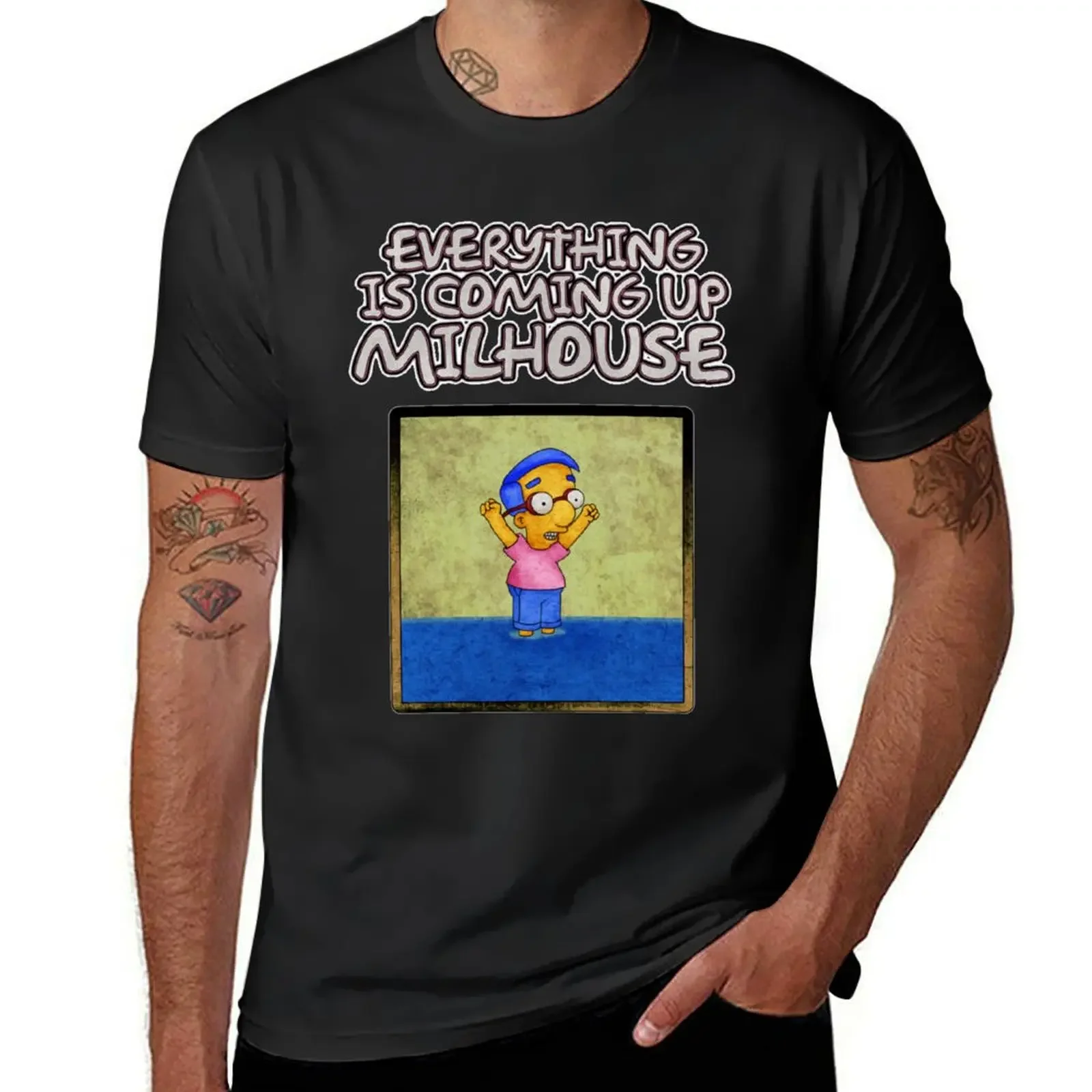 Everything is Coming Up Milhouse T-Shirt oversizeds graphics funnys Short sleeve tee men