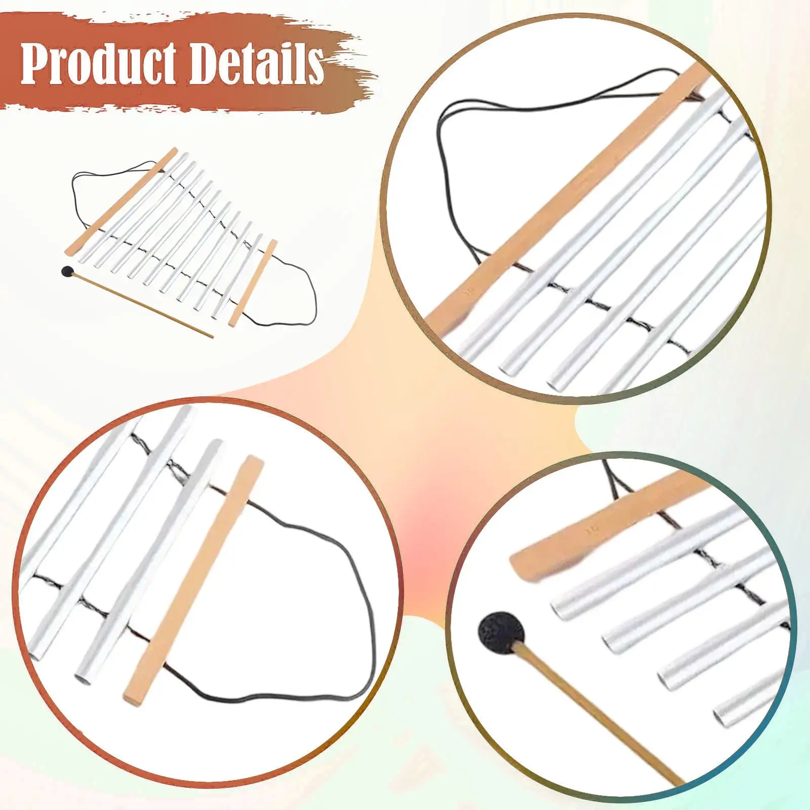 Tubular Chimes Percussion Instrument Meditation Bowl Sound with Mallet for Studio