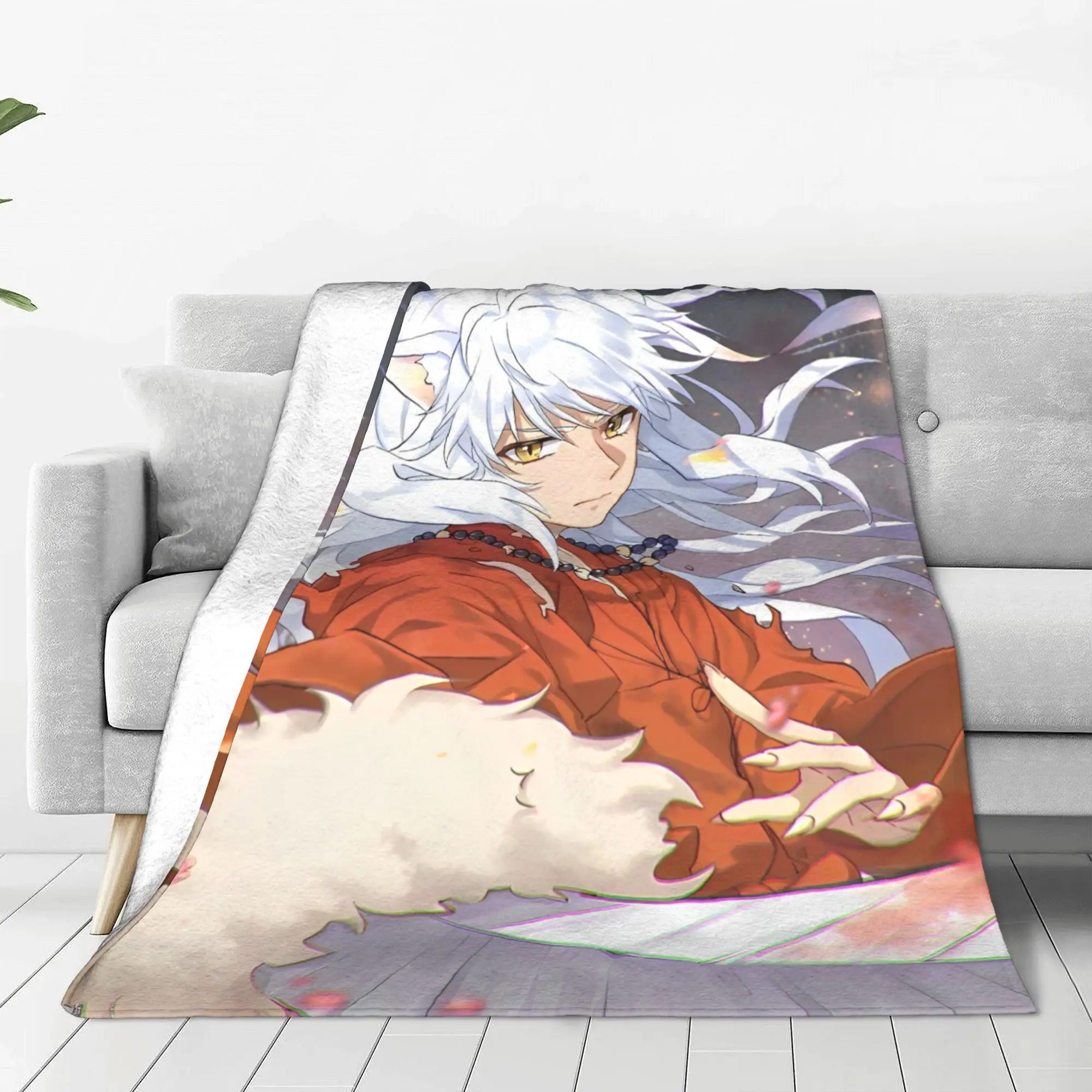 Inuyasha Manga Flannel Blankets Anime Fashion Throw Blanket for Bed Sofa Couch 200x150cm Rug Piece