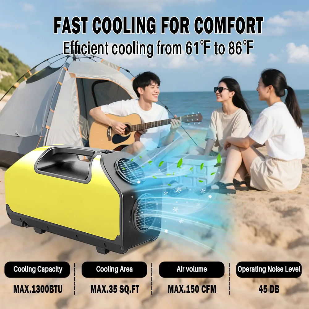 

Low Noise AC 24V Cool Portable Tent Air Conditioner Built-in Reverse Transformer Outdoor Mini Camping For Motorhome Caravan Car