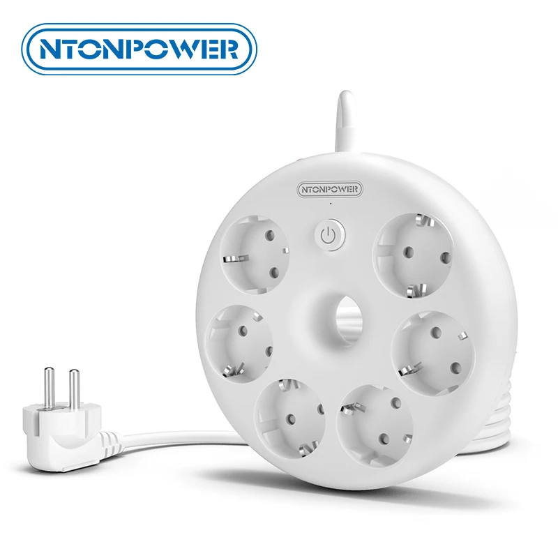 NTONPOWER EU Plug Power Strip Extension Socket Overload Protection Multi Plug Network Filter for Home Office Tabletop Socket