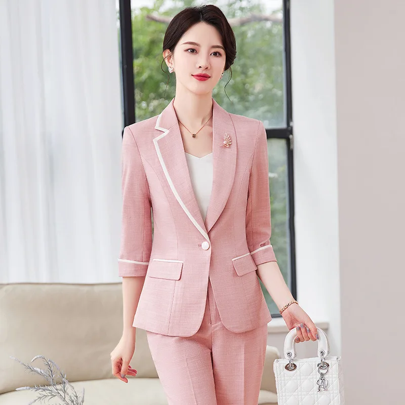 

Formal Pantsuits Uniform Styles Female Career Interview Office Work Wear Professional Women Business Outfits Blazer Trousers Set