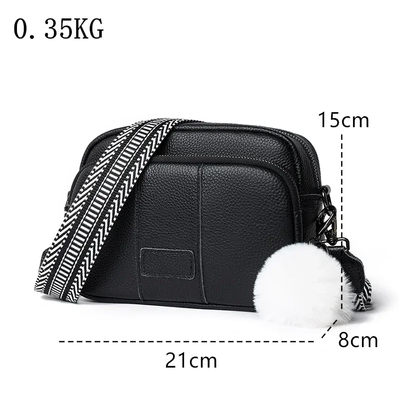 Bolsa de couro genuíno para mulheres, bolsa feminina, alça larga, bulbo de cabelo luxuoso crossbody sac, estilo de moda 100%