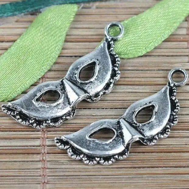 

20pcs 12*31.5mm tibetan silver color mask design charms HWEF0205