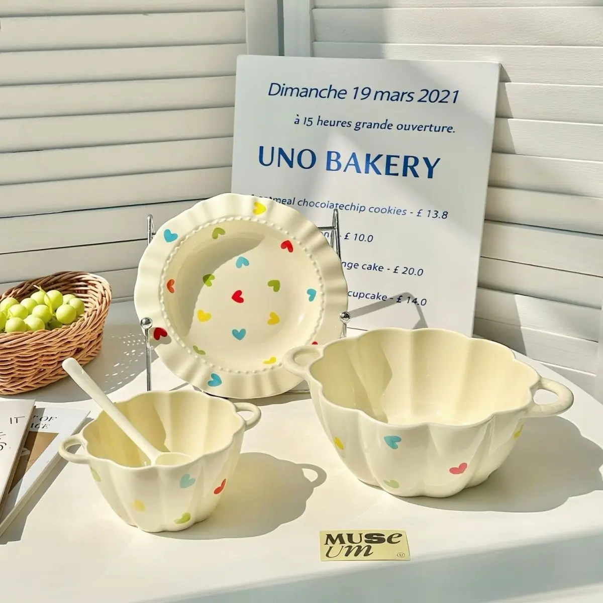 

Korean Cream Love Underglaze Color Ceramic Binaural Pumpkin Soup Bowl Girl Large Capacity Rice Noodle Instant Bowls Tableware