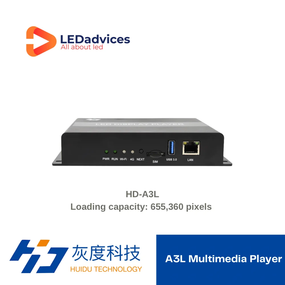 Huidu A3L HD-A3L 4K Media Player Box LED A3L 4G Display Controller WiFi Asynchronous Display Controller 655,350 pixels