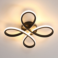 Modern LED Ceiling Light,28W 3200LM Black Modern LED Ceiling Lamp,Creative Flower Shape Design,3000K Ceiling Light for Bedroom