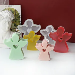 1PC愛エンジェル型ろうそくシリコン金型DIYプラスター石鹸樹脂クリスタルカビ石膏コンクリートセメント鋳造装飾 8ベストセールスシリコンエンジェルカビ-1