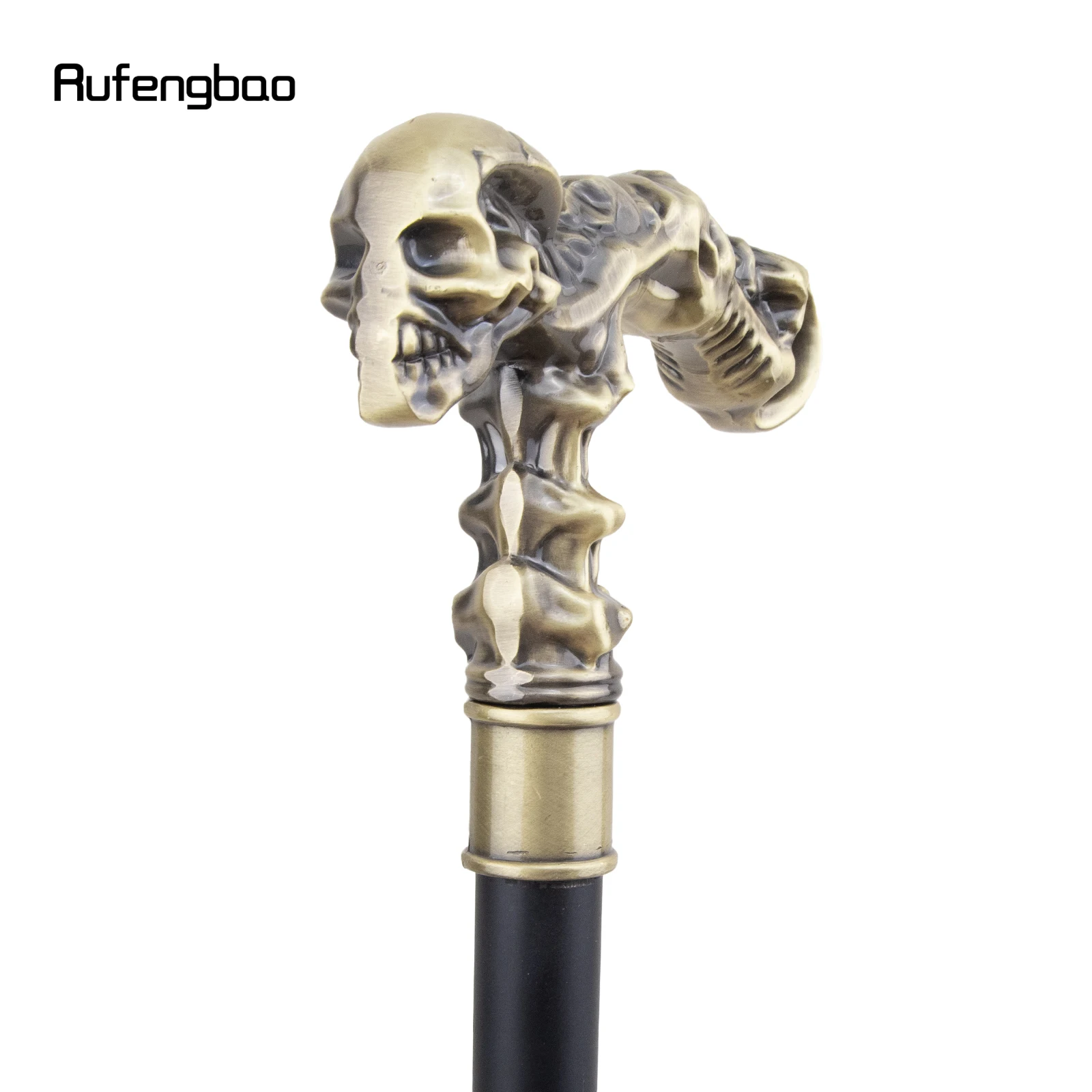 Coppery Skull Walking Stick with Hidden Plate Self Defense Fashion Cane Plate Halloween Cosplay Crosier Vampire Stick 93cm