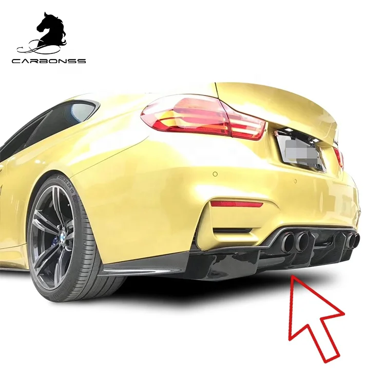 4 Pcs Car Carbon Fiber PSM Type Rear Bumper Diffuser For  F80 F82 M3 M4 2015+