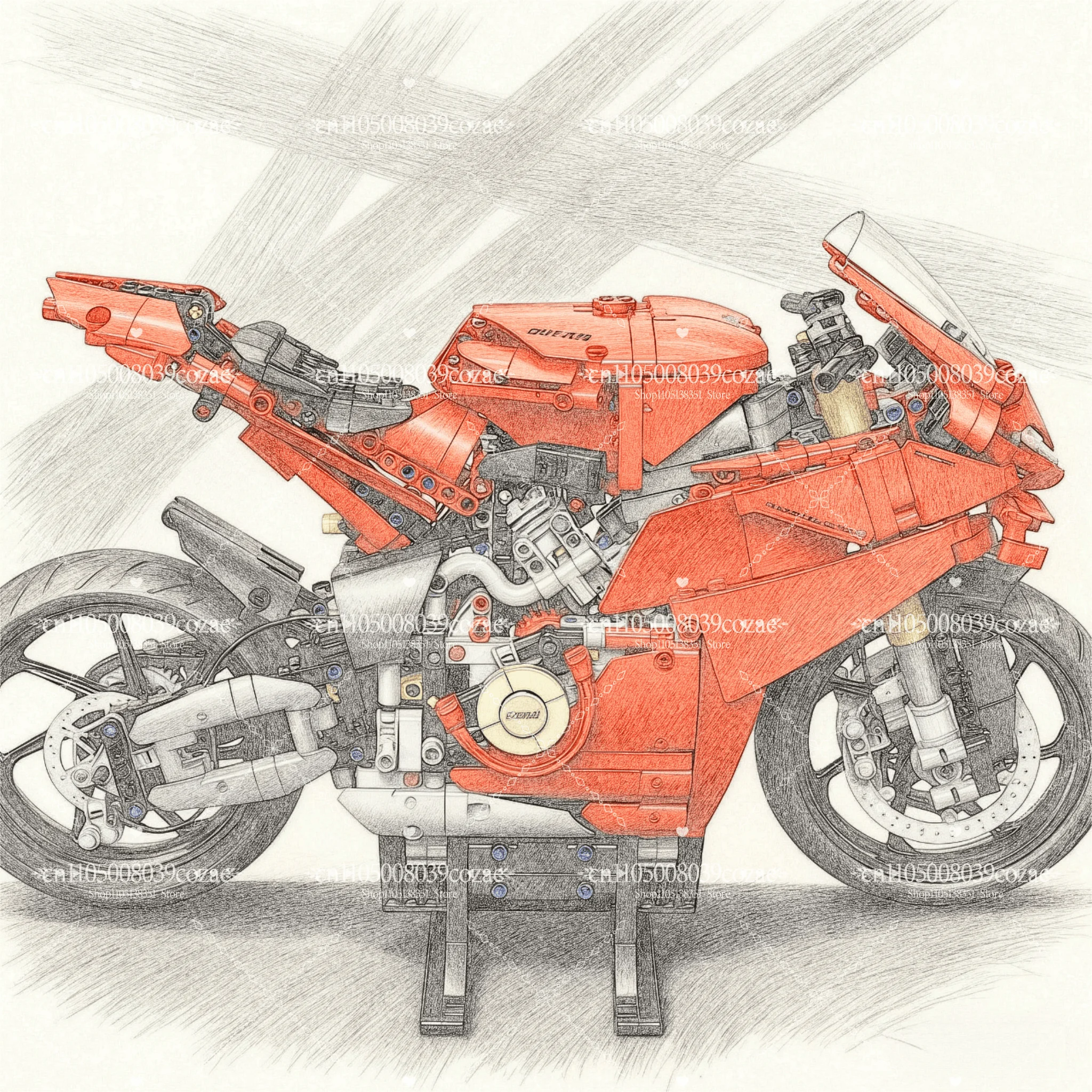 

1600 + шт. 2025 новый продукт, технология v4s, модель строительного блока для мотоцикла, механическая кирпичная игрушка, подарок для мальчиков