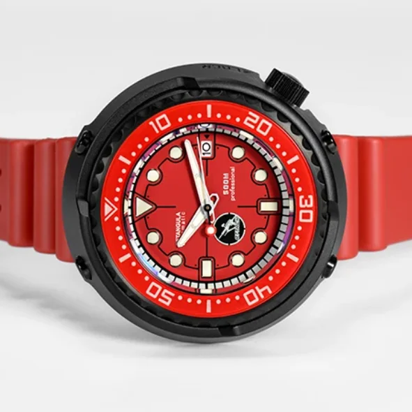 RDUNAE Herren-Automatikuhr, Tuna, mechanische Armbanduhr, Titangehäuse, Taucheruhr, 50 Bar, wasserdicht, C3, leuchtend, NH35, Saphirspiegel