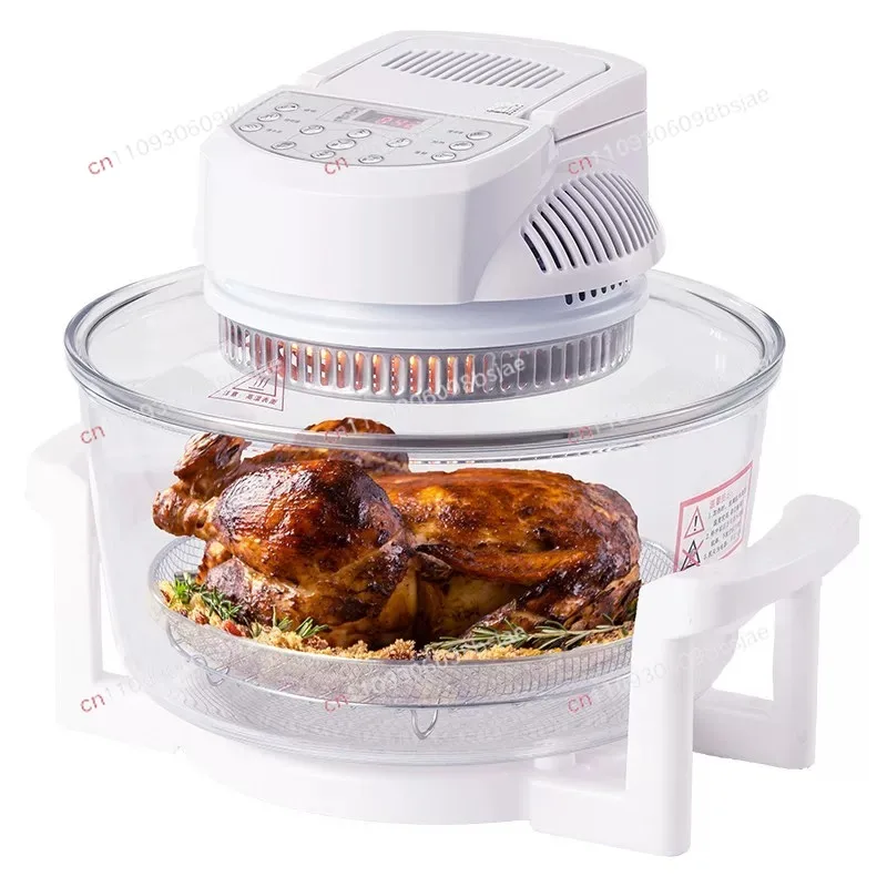 Intelligent Visual Air Fryer Large-capacity Household Oil-free Multi-functional Light Wave Furnace Glass Electric Fryer