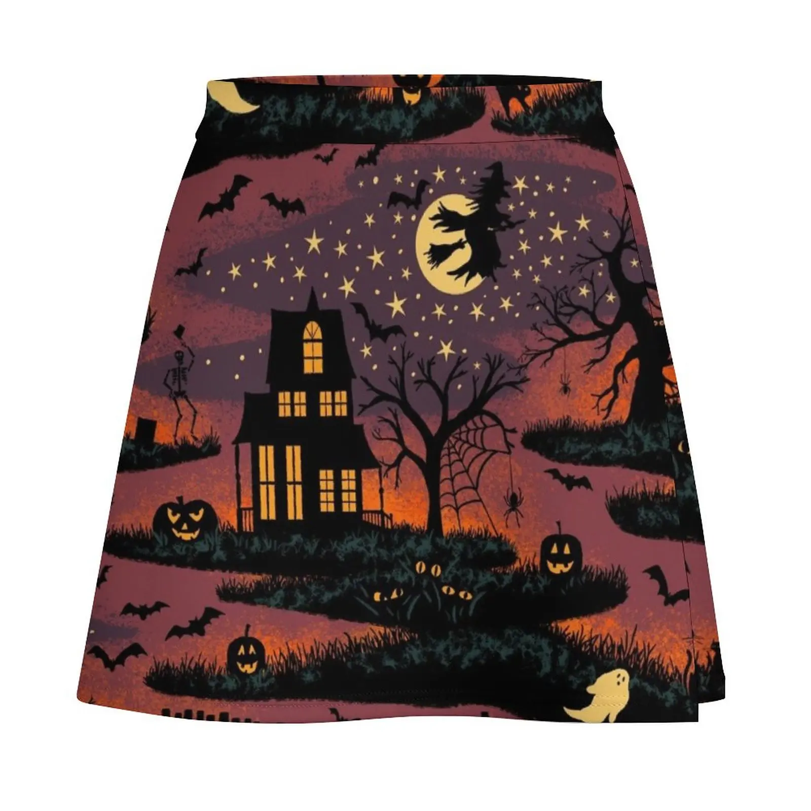 Magical Halloween Night Mini Skirt Short skirts summer outfits for women 2026 Skirt satin Mini Skirt