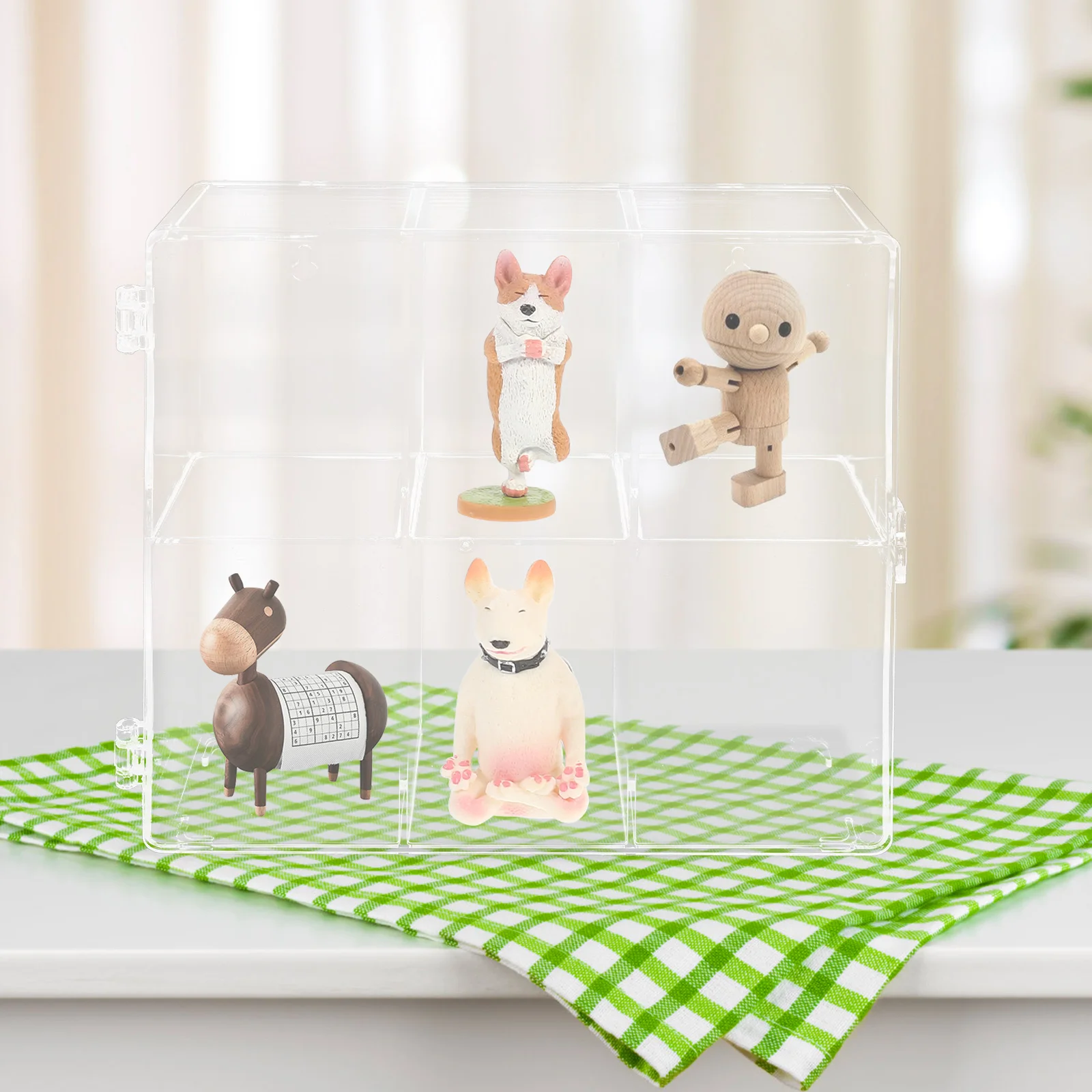 

High Definition Transparent Hand Puppet Storage Box Durable Desktop Display Organizer Artwork Display Case