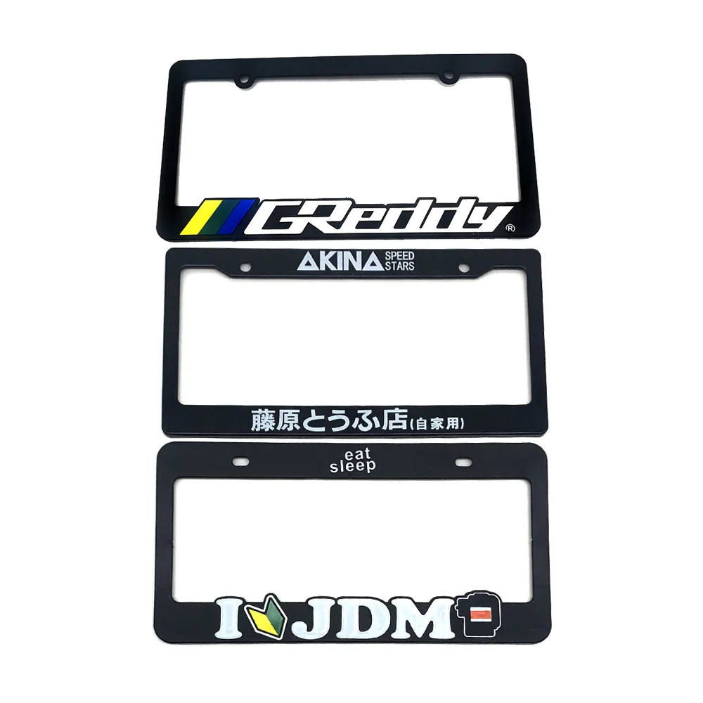 

Newest 2PCS JDM Style Initial D Car License Plate Frame Car Styling Racing For Toyota Honda Mitsubishi Nissan Auto Accessories