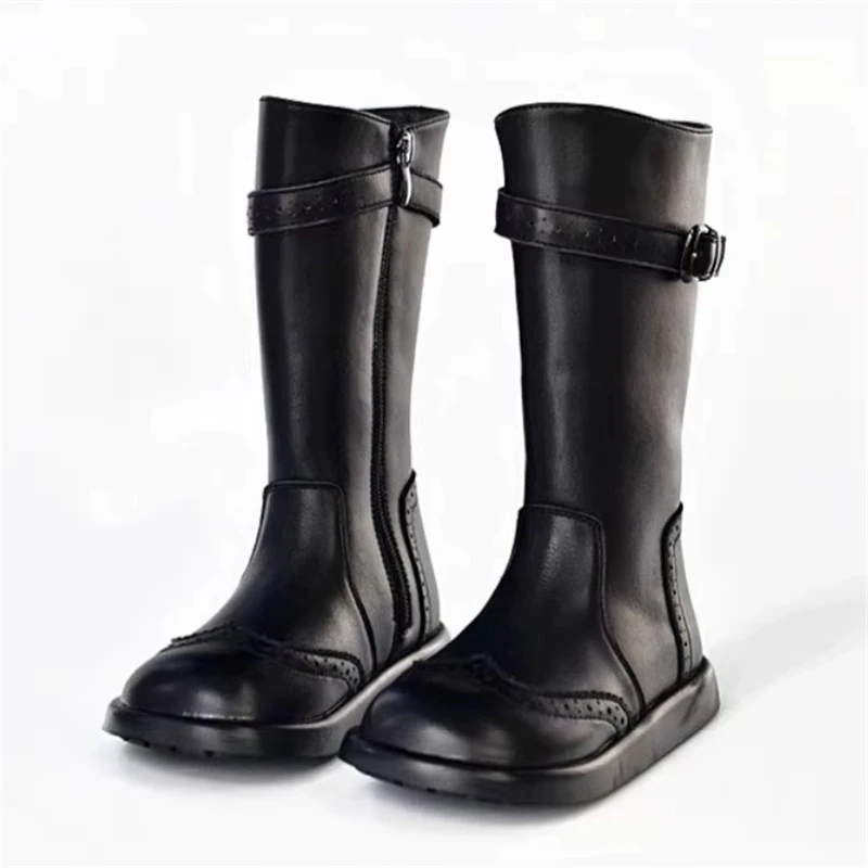 Children's Fashion Boots Girl's Princess Handmade Cowhide Outdoor Casual Chelsea Riding Boots Kids Genuine Leather Baby Student