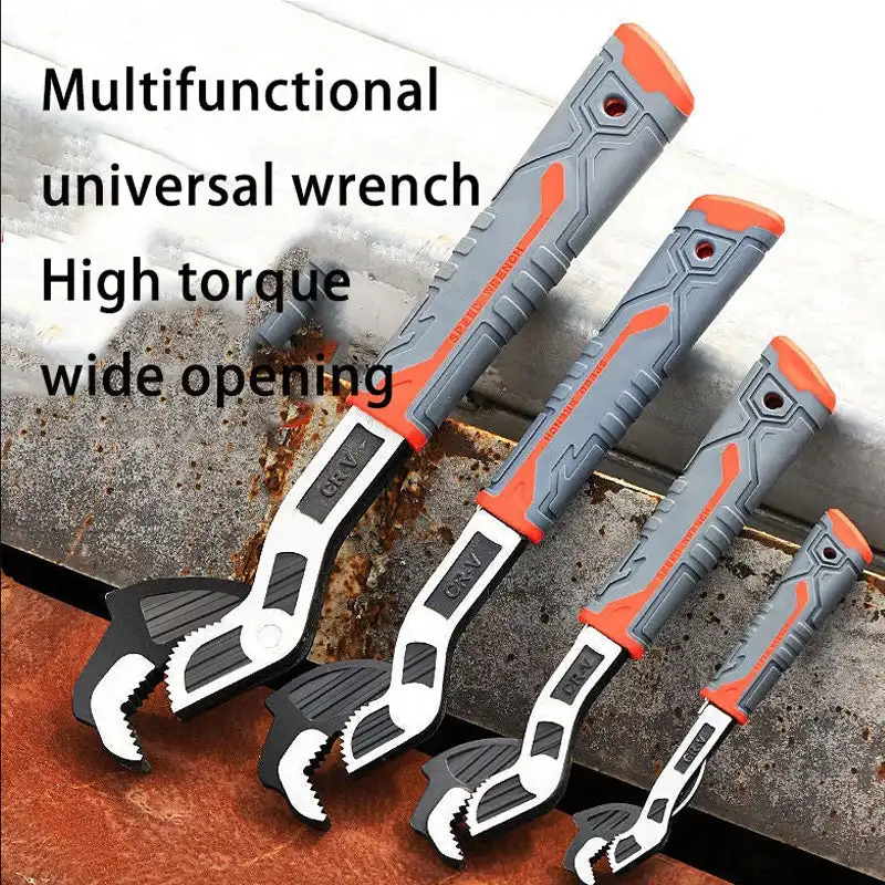 Self-locking Type Pipe Wrench Tool Bathroom Sink Wrench Sewer Pipe Tools Multifunctional Double Ended Wrench Plumbing Repair Too