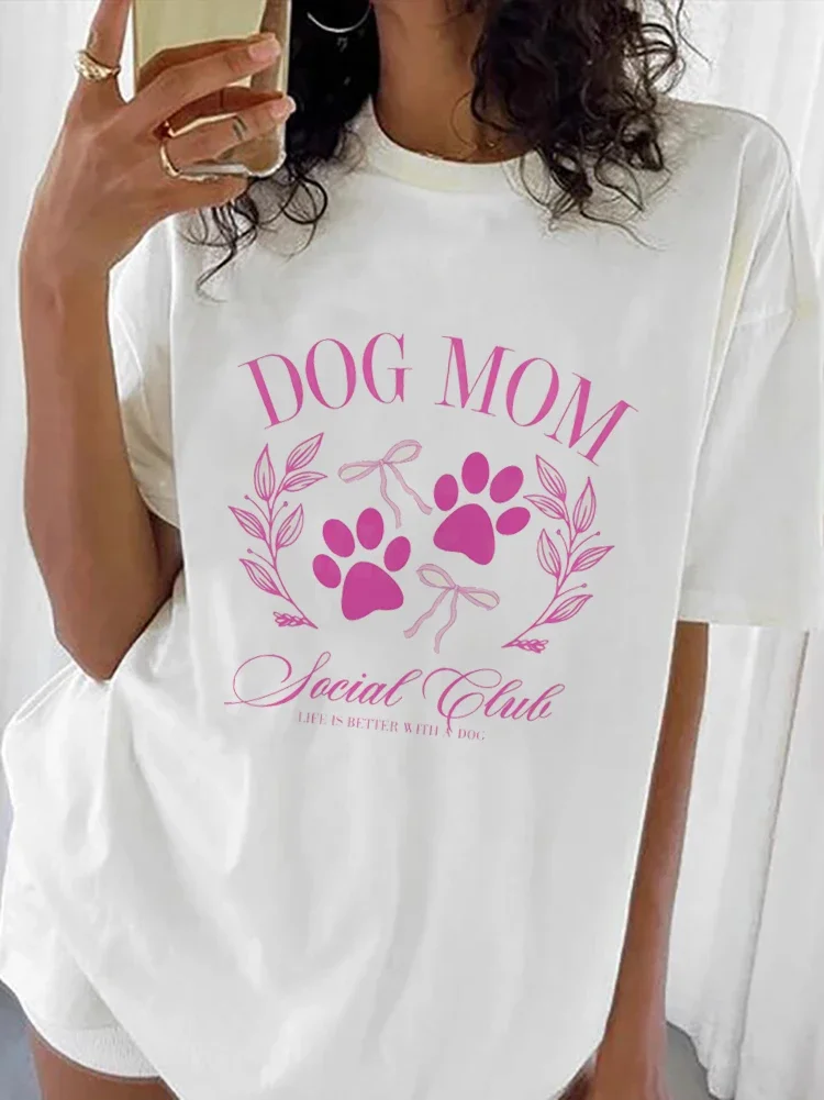 

Leisure Summer Fashion Dog Mom 90s New T-Shirt Short Sleeved Women's Printed Women's Fun Cartoon Pattern Leisure Style T-Shirt.