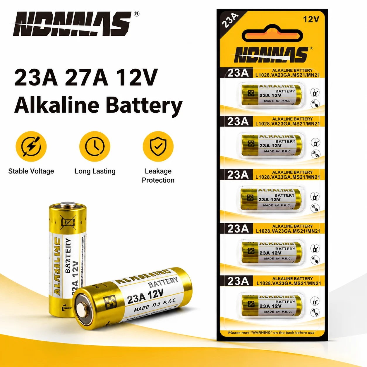 5-100PCS 23A 27A 12V Alkaline Battery A23 E23A L1028 MN21 V23GA GP23A LRV08 Long Lasting Batteries for Doorbell Remote Control