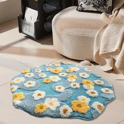 Moss Flower Tufting Round Carpet Anti Slip Absorbent Kitchen Mats Home Entrance/Hallway Floor Rug Soft Kids Room Bedroom Rugs