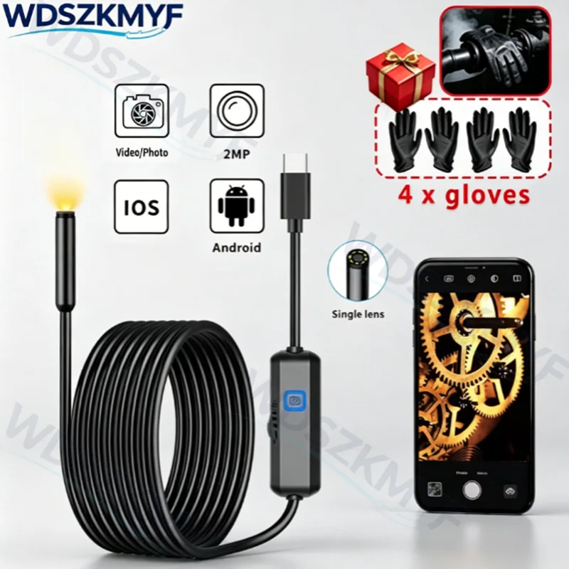 New Endoscope Waterproof camera 8mm HD Phone 16.4ft max Probe Adjustable LED Camera For ios Android Universal Car Repa Detection
