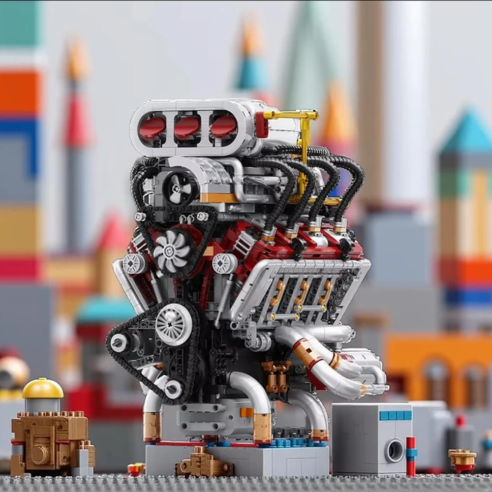 Woma Brand Building Blocks Toys MOC Creativity Technical V8 Engine Model Bricks Assembling DIY Toys for Boys Gift Set