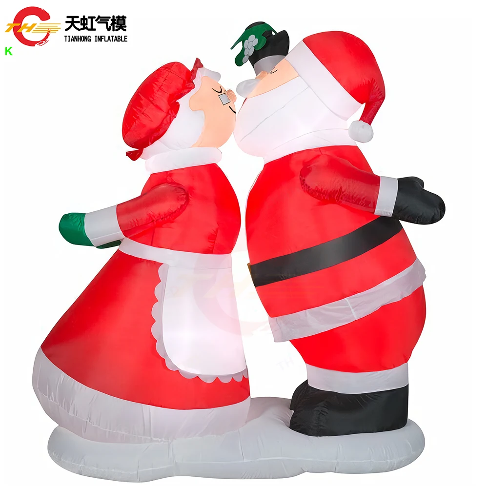 Customized Giant Inflatable Santa Claus Couple Advertising Used Blow Up Santa Old Man Cartoon for Xmas Decoration